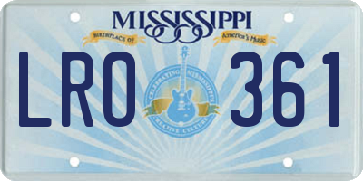 MS license plate LRO361
