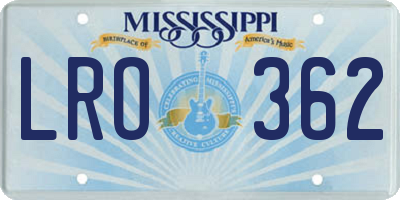 MS license plate LRO362