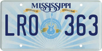 MS license plate LRO363