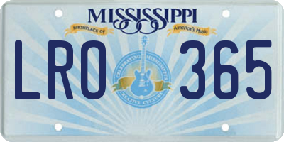 MS license plate LRO365