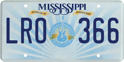 MS license plate LRO366