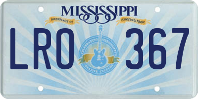 MS license plate LRO367
