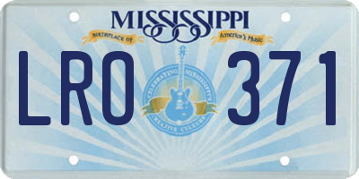 MS license plate LRO371