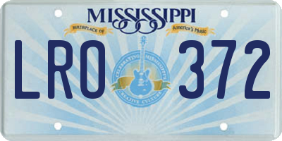 MS license plate LRO372