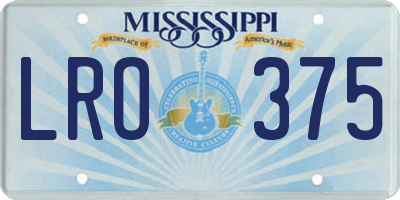 MS license plate LRO375
