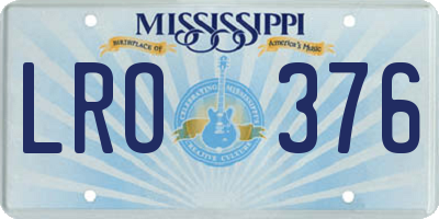 MS license plate LRO376