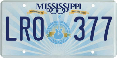 MS license plate LRO377