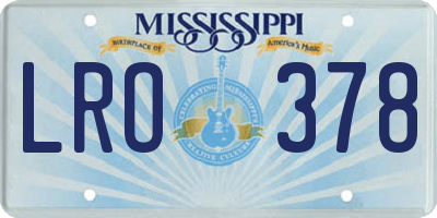 MS license plate LRO378