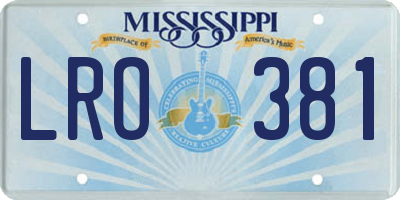 MS license plate LRO381