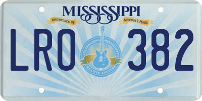 MS license plate LRO382