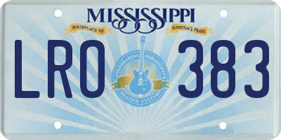 MS license plate LRO383