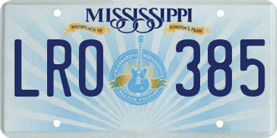 MS license plate LRO385