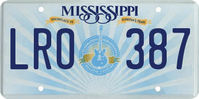 MS license plate LRO387
