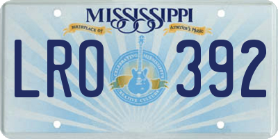 MS license plate LRO392
