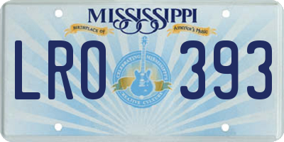 MS license plate LRO393