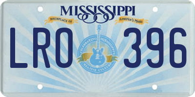 MS license plate LRO396