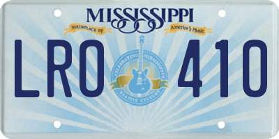 MS license plate LRO410