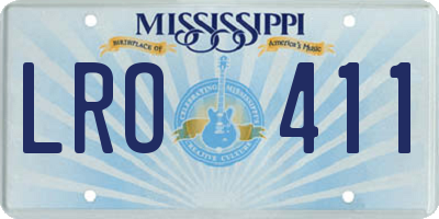 MS license plate LRO411
