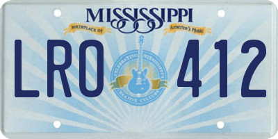 MS license plate LRO412