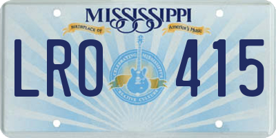 MS license plate LRO415