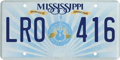 MS license plate LRO416