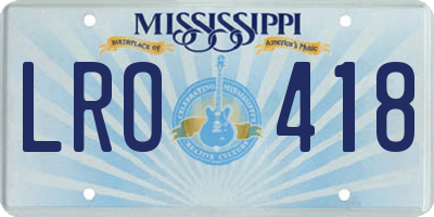 MS license plate LRO418