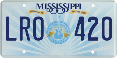 MS license plate LRO420