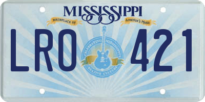 MS license plate LRO421
