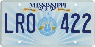 MS license plate LRO422
