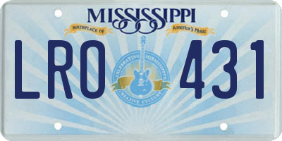 MS license plate LRO431