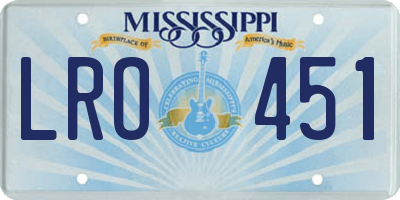 MS license plate LRO451