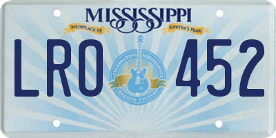 MS license plate LRO452