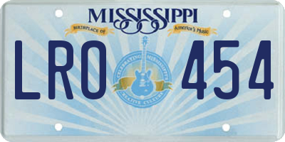 MS license plate LRO454