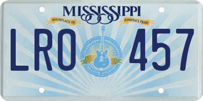 MS license plate LRO457