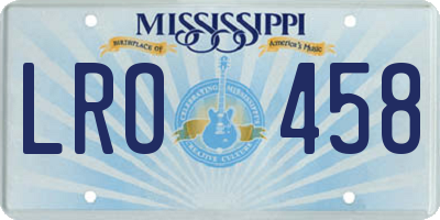 MS license plate LRO458