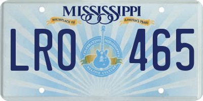 MS license plate LRO465