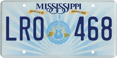 MS license plate LRO468