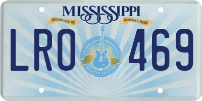 MS license plate LRO469