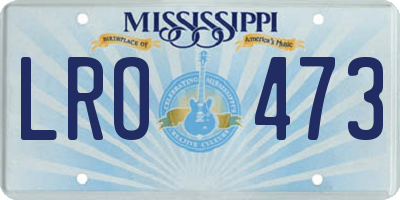 MS license plate LRO473