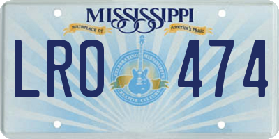 MS license plate LRO474