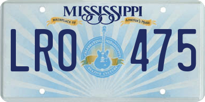 MS license plate LRO475