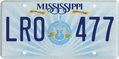 MS license plate LRO477