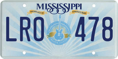 MS license plate LRO478