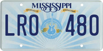 MS license plate LRO480