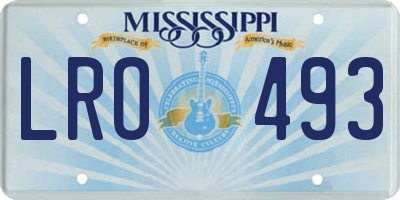 MS license plate LRO493