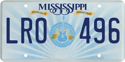 MS license plate LRO496