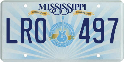 MS license plate LRO497