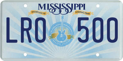 MS license plate LRO500