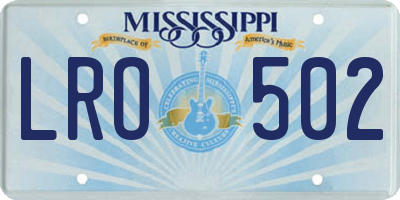 MS license plate LRO502