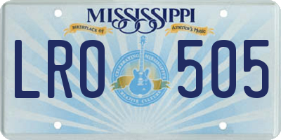 MS license plate LRO505